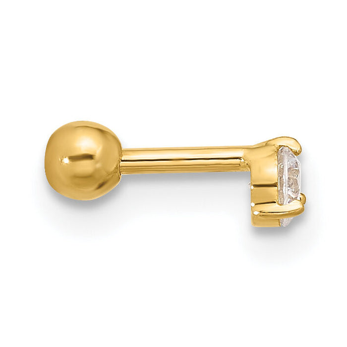 14k 18 Gauge 3mm CZ Labret/Face Jewelry-BD122