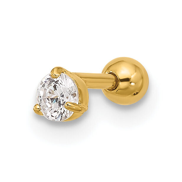 14k 18 Gauge 3mm CZ Labret/Face Jewelry-BD122