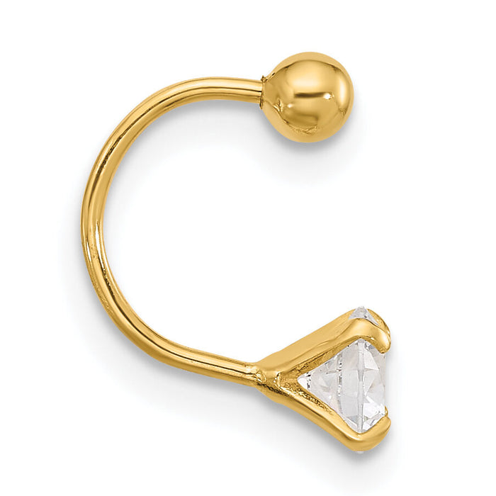 14k 20 Gauge CZ Eyebrow Jewelry-BD126