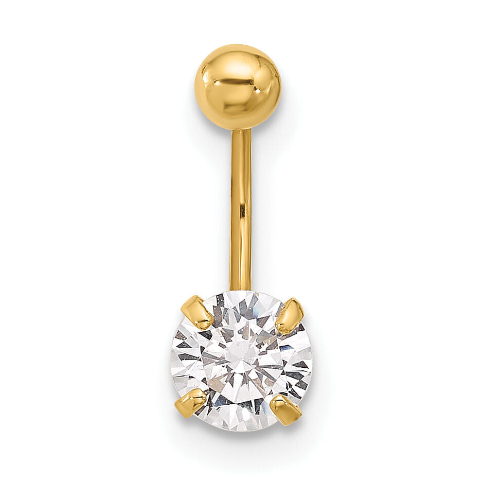 14k 20 Gauge CZ Eyebrow Jewelry-BD126