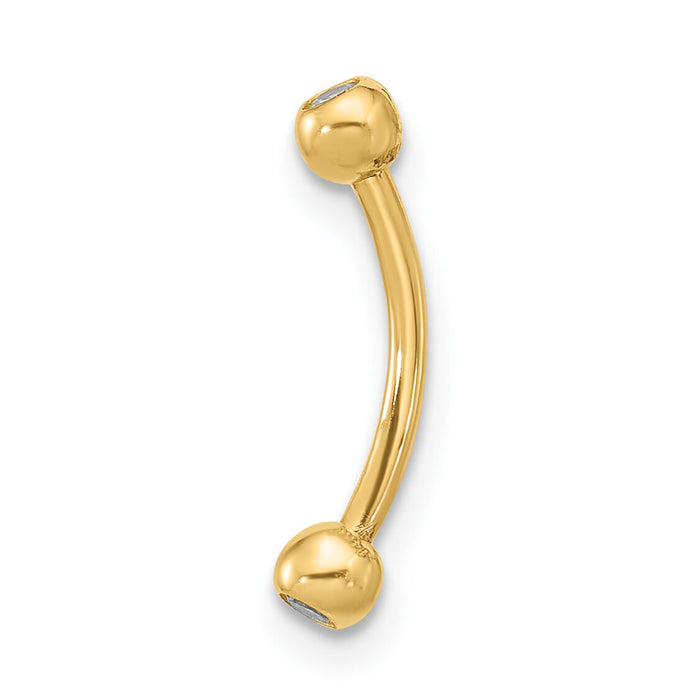 14k 16 Gauge CZ Eyebrow Jewelry-BD127
