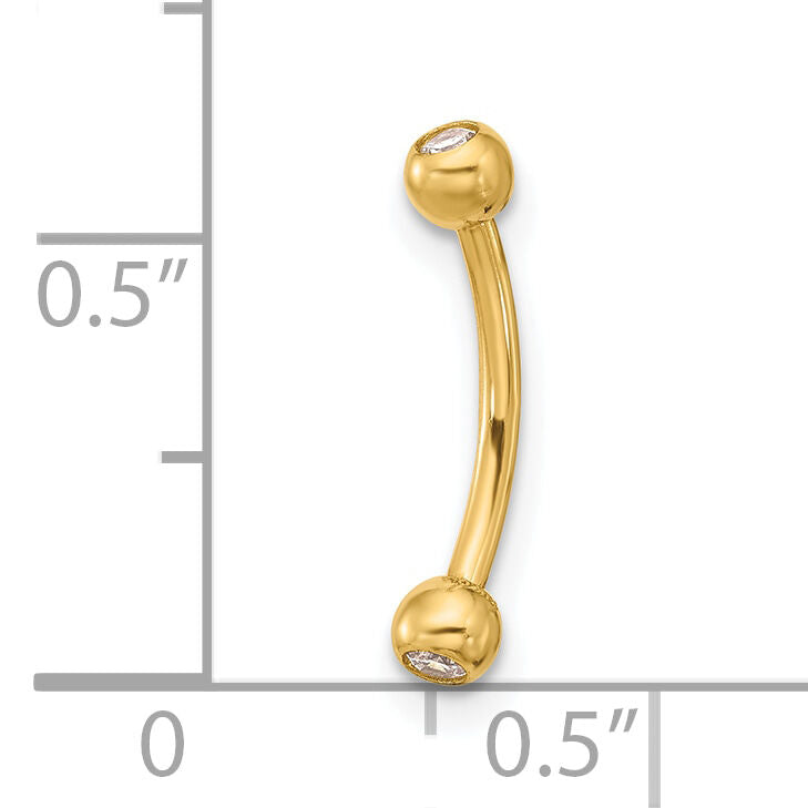 14k 16 Gauge CZ Eyebrow Jewelry-BD127