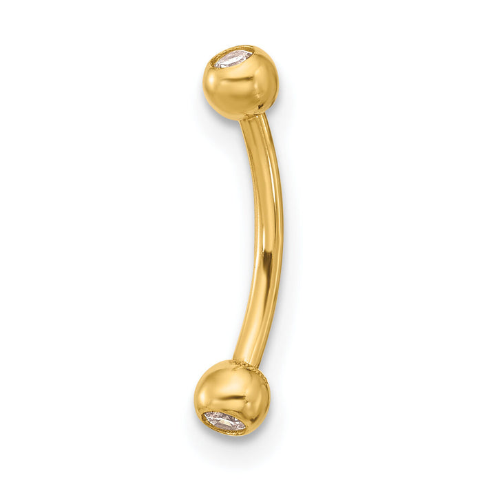 14k 16 Gauge CZ Eyebrow Jewelry-BD127