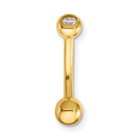 14k 14 Gauge Polished CZ Belly Ring-BD129