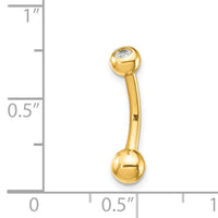 14k 14 Gauge Polished CZ Belly Ring-BD129