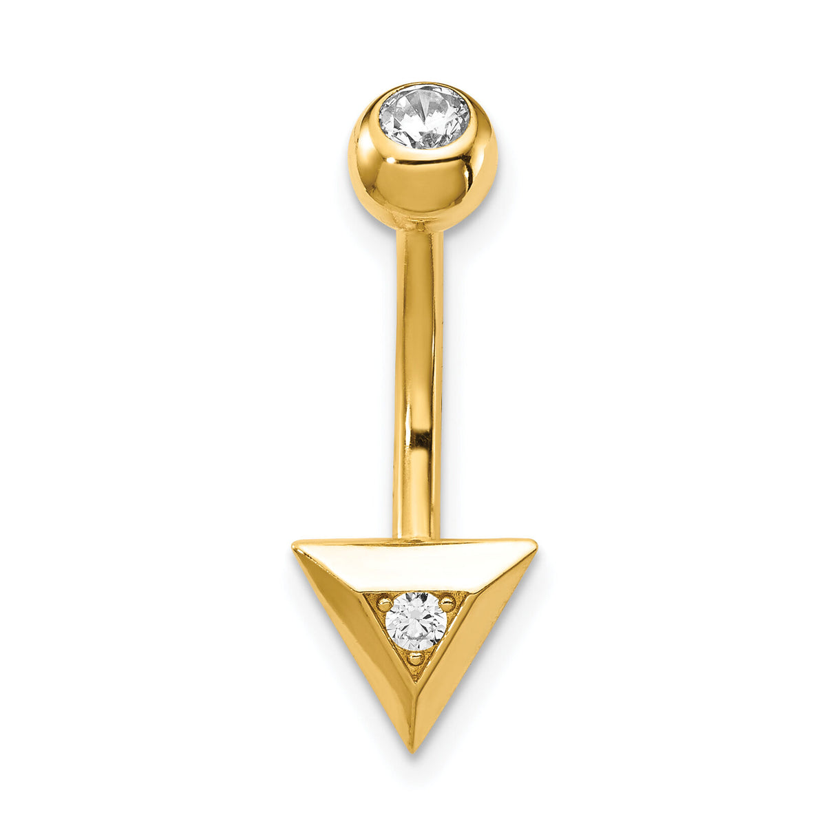 14k 14 Gauge Triangle CZ Belly Ring-BD130