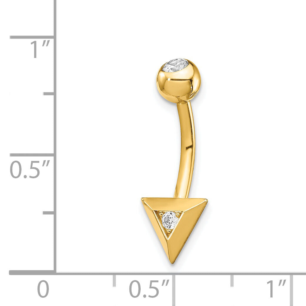 14k 14 Gauge Triangle CZ Belly Ring-BD130