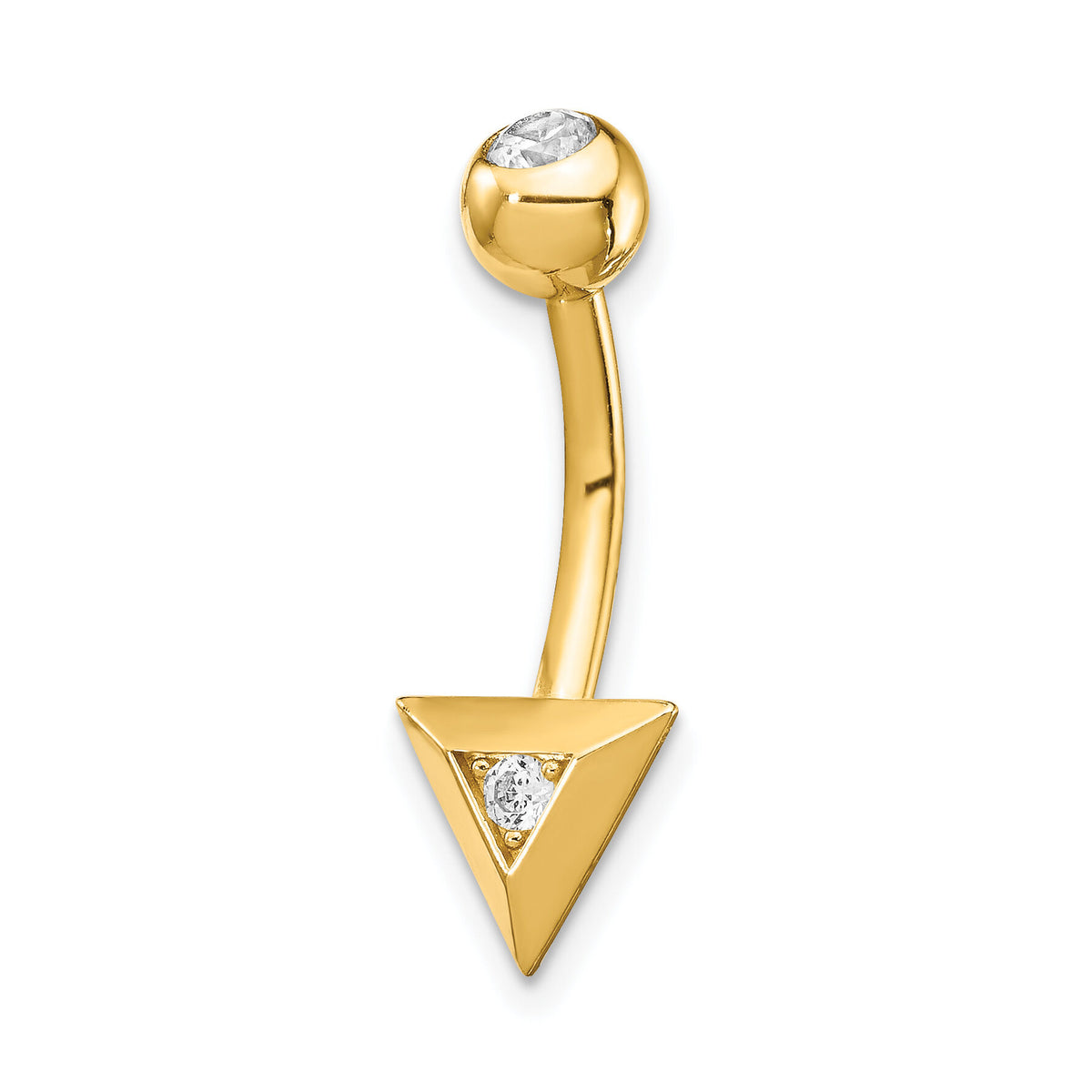 14k 14 Gauge Triangle CZ Belly Ring-BD130