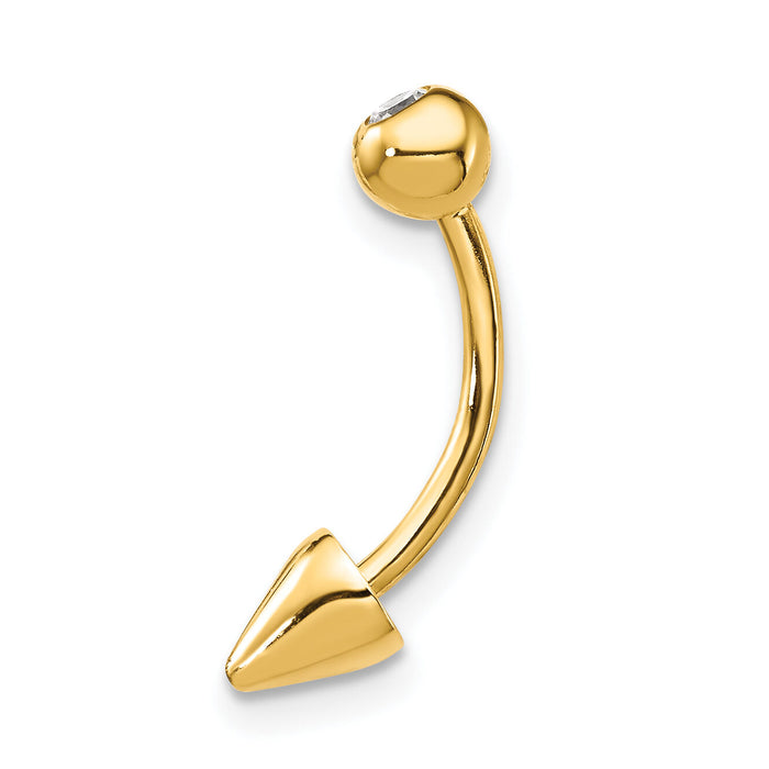 14k 16 Gauge CZ Cone Belly Ring-BD131
