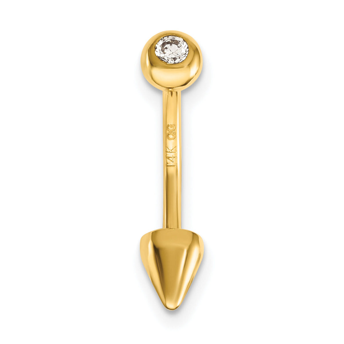 14k 16 Gauge CZ Cone Belly Ring-BD131