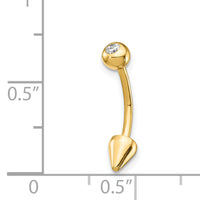 14k 16 Gauge CZ Cone Belly Ring-BD131