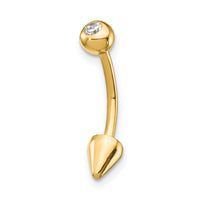 14k 16 Gauge CZ Cone Belly Ring-BD131