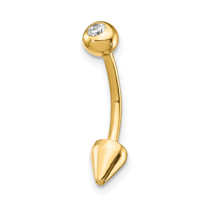 14k 16 Gauge CZ Cone Belly Ring-BD131