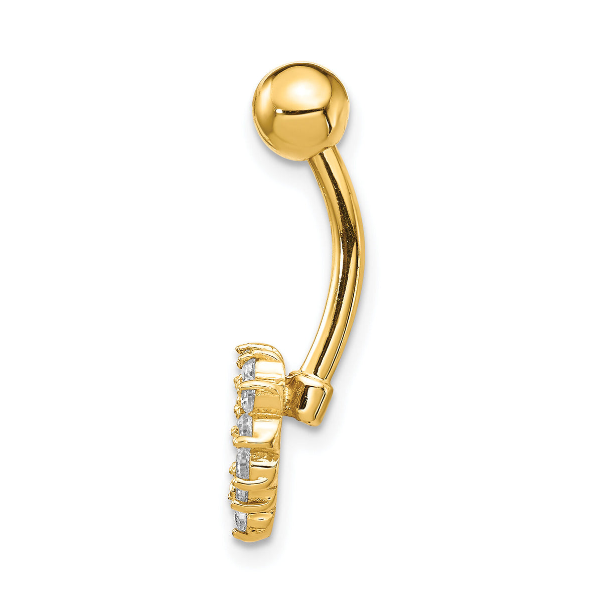 14k 14 Gauge CZ Heart Belly Ring-BD136
