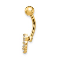 14k 14 Gauge CZ Heart Belly Ring-BD136