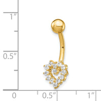 14k 14 Gauge CZ Heart Belly Ring-BD136