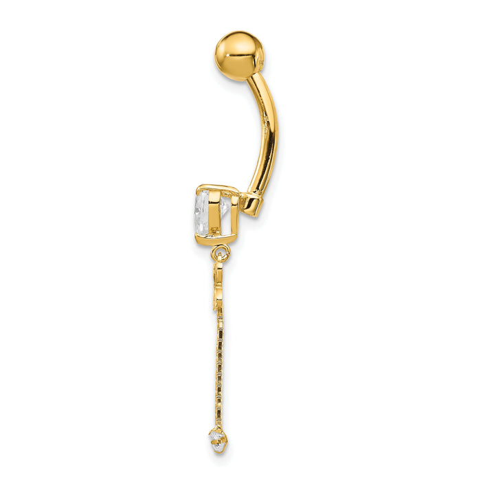 14k CZ Butterfly Chain Dangle Belly Ring-BD140