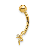 14k 14 Gauge CZ Flower Belly Ring-BD142
