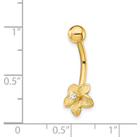 14k 14 Gauge CZ Flower Belly Ring-BD142