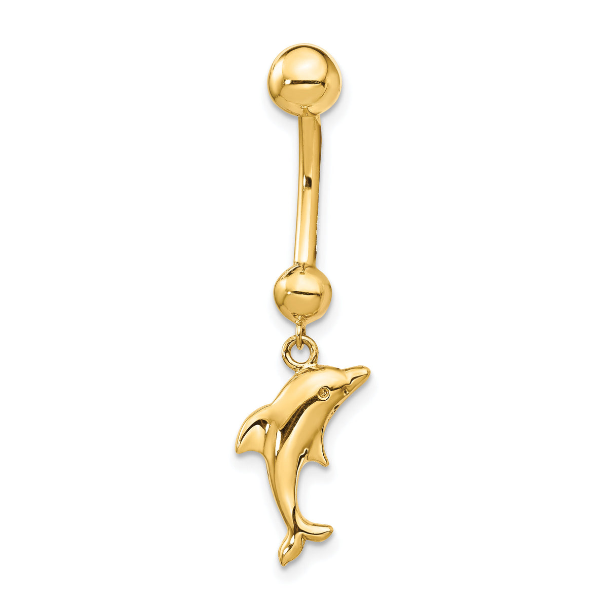 14k 14 Gauge Dolphin Dangle Belly Ring-BD144