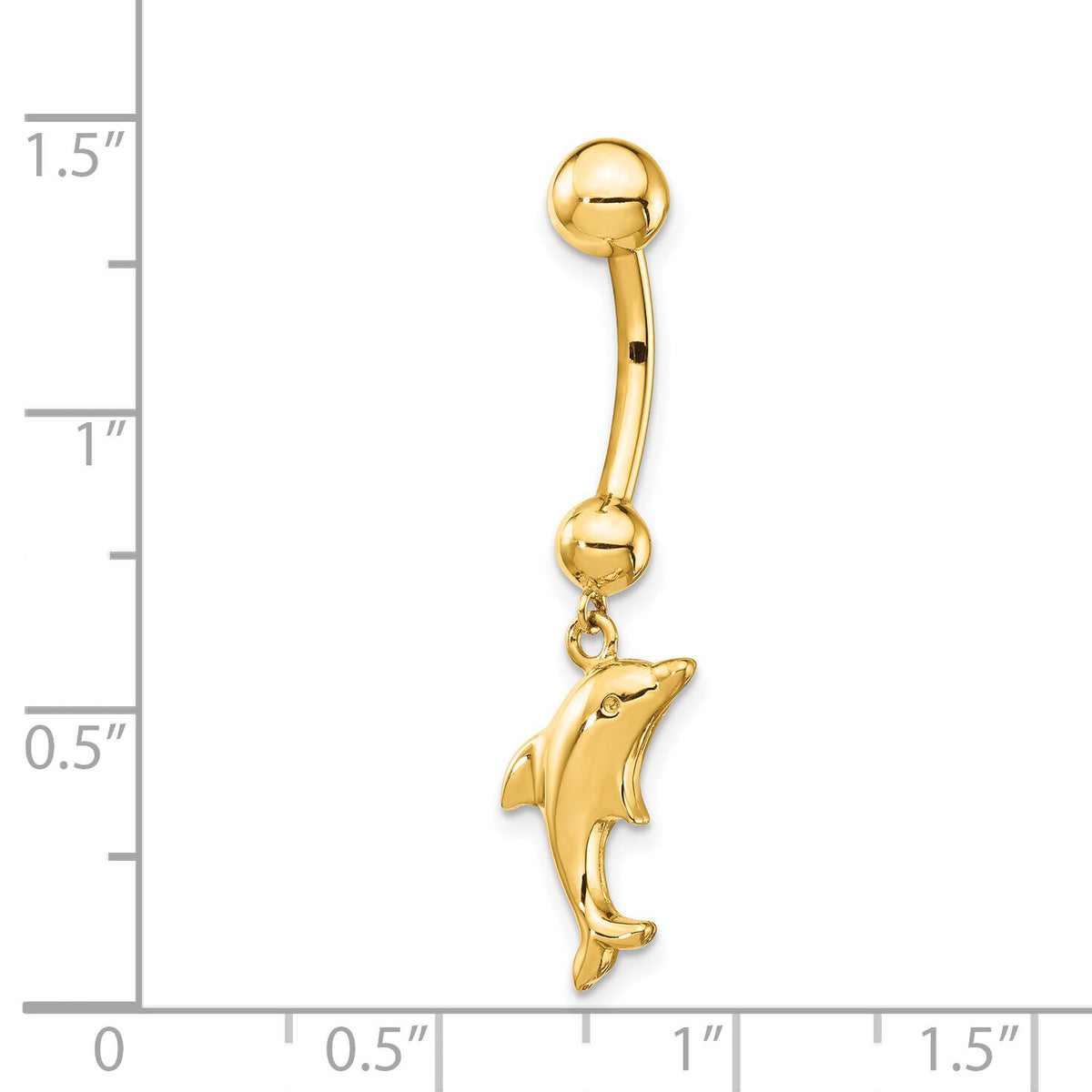 14k 14 Gauge Dolphin Dangle Belly Ring-BD144