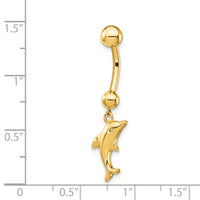 14k 14 Gauge Dolphin Dangle Belly Ring-BD144