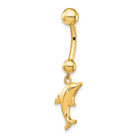 14k 14 Gauge Dolphin Dangle Belly Ring-BD144