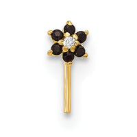 14K 23 Gauge Black & White CZ Flower Nose Post-BD147