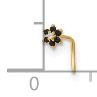 14K 23 Gauge Black & White CZ Flower Nose Post-BD147