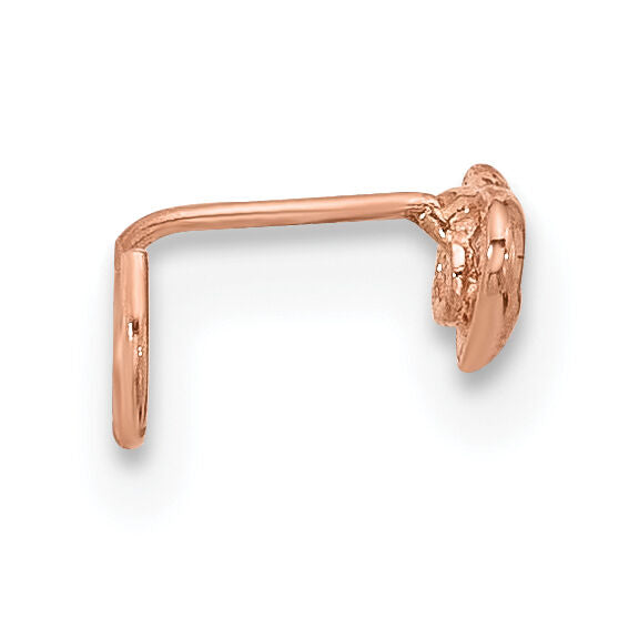 14K Rose Gold 23 Gauge CZ Heart Nose Post-BD148