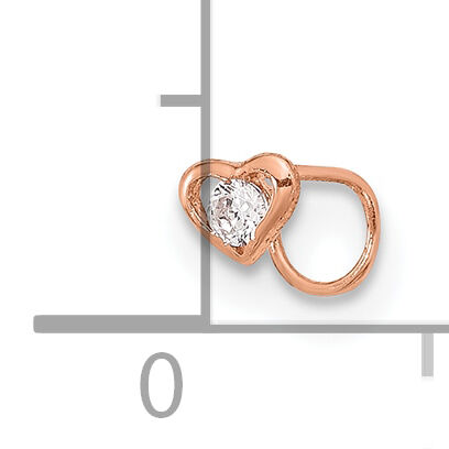 14K Rose Gold 23 Gauge CZ Heart Nose Post-BD148