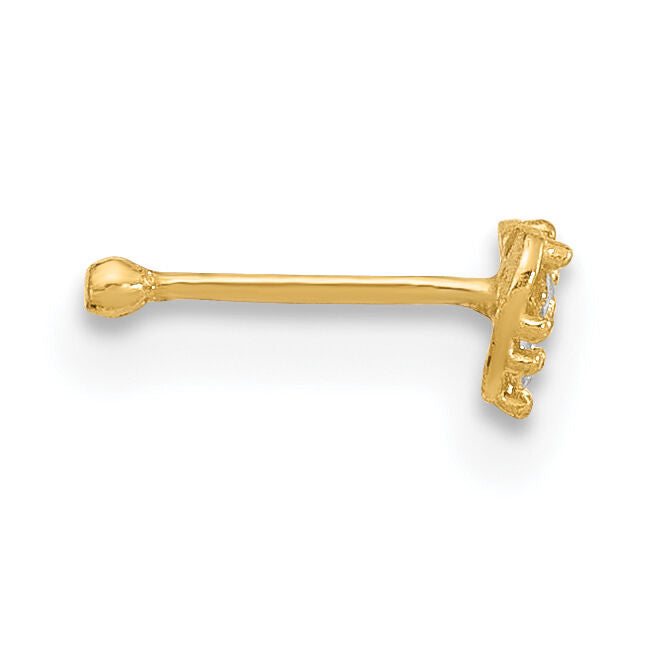 14K 23 Gauge CZ Heart Nose Post-BD152