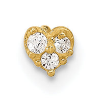 14K 23 Gauge CZ Heart Nose Post-BD152