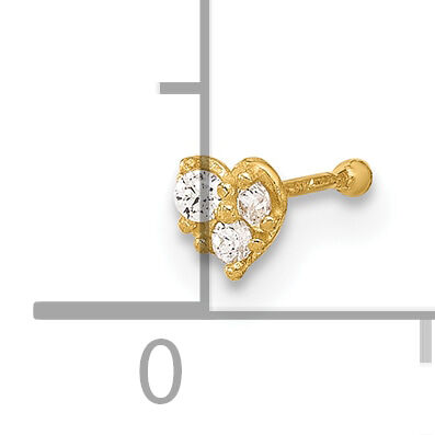 14K 23 Gauge CZ Heart Nose Post-BD152