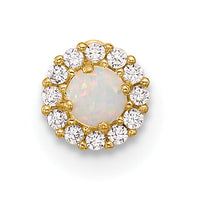14K 18 Gauge CZ & Synthetic Opal Screw-Back Cartilage Body Jewelry-BD153