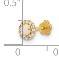 14K 18 Gauge CZ & Synthetic Opal Screw-Back Cartilage Body Jewelry-BD153