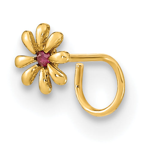 14K 22 Gauge Flower and CZ Nose Ring Body Jewelry-BD157