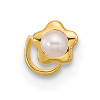 14K 22 Gauge Flower Freshwater Cultured Pearl Nose Ring Body Jewelry-BD158