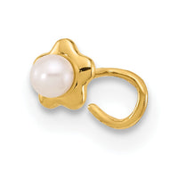 14K 22 Gauge Flower Freshwater Cultured Pearl Nose Ring Body Jewelry-BD158