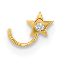 14K 22 Gauge Star with CZ Nose Ring Body Jewelry-BD160