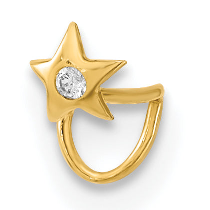 14K 22 Gauge Star with CZ Nose Ring Body Jewelry-BD160
