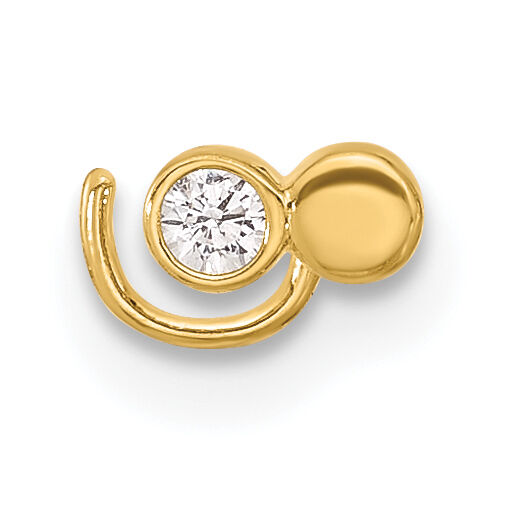 14K 22 Gauge Double Circle CZ Nose Ring Body Jewelry-BD164