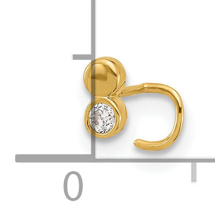 14K 22 Gauge Double Circle CZ Nose Ring Body Jewelry-BD164