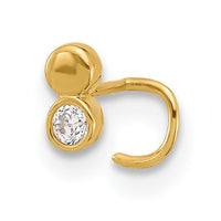 14K 22 Gauge Double Circle CZ Nose Ring Body Jewelry-BD164