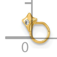 14K 22 Gauge Square with CZ Nose Ring Body Jewelry-BD166