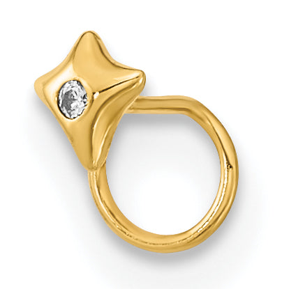 14K 22 Gauge Square with CZ Nose Ring Body Jewelry-BD166