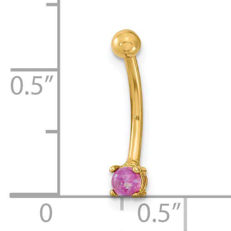 14K 16 Gauge with Pink CZ Eyebrow Ring Body Jewelry-BD167