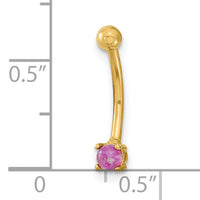 14K 16 Gauge with Pink CZ Eyebrow Ring Body Jewelry-BD167