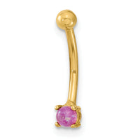 14K 16 Gauge with Pink CZ Eyebrow Ring Body Jewelry-BD167