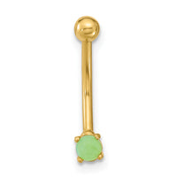 14K 16 Gauge with Green CZ Eyebrow Ring Body Jewelry-BD168